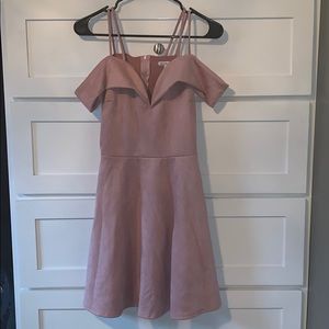 Suede off the shoulder dress